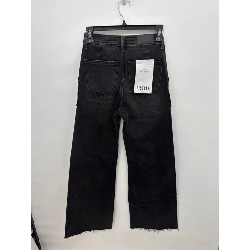 PISTOLA NWT Penny Utility High Rise Wide Leg Black Denim in Collins // 24